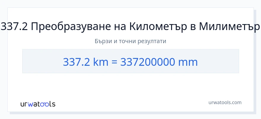 337.2 конверсия от километри до милиметри