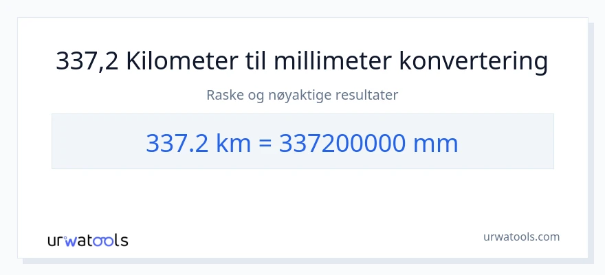 337.2 kilometer til millimeter konvertering