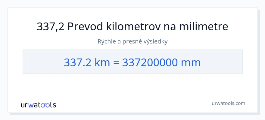 Konverzia z kilometre na milimetre: 337.2