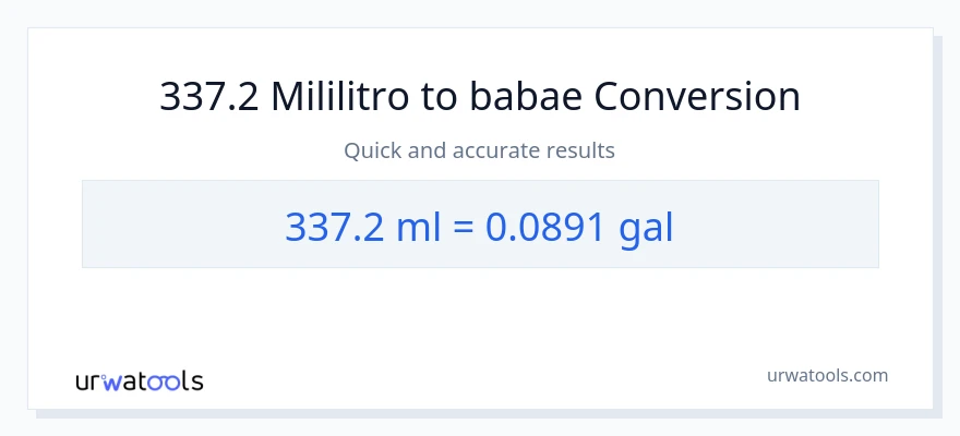 337.2 mga mililitro patungong Mga galon na conversion