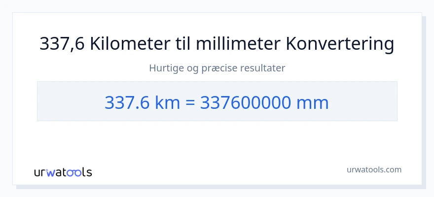 337.6 kilometer til millimeter konvertering