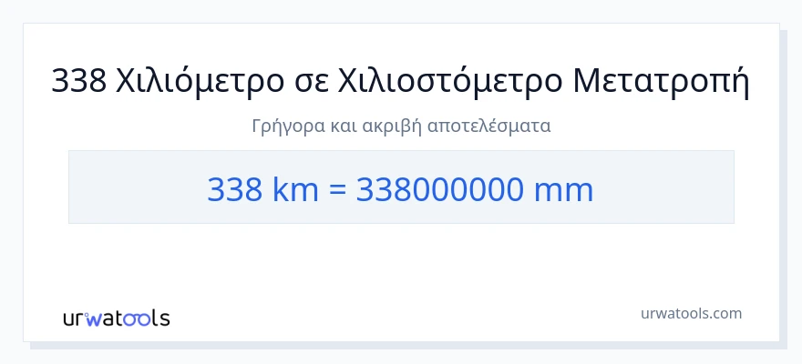 Μετατροπή 338 χιλιόμετρα σε χιλιοστά