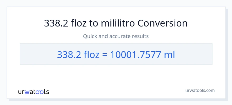 338.2 mga onsa ng likido patungong mga mililitro na conversion