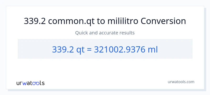339.2 Quarts patungong mga mililitro na conversion