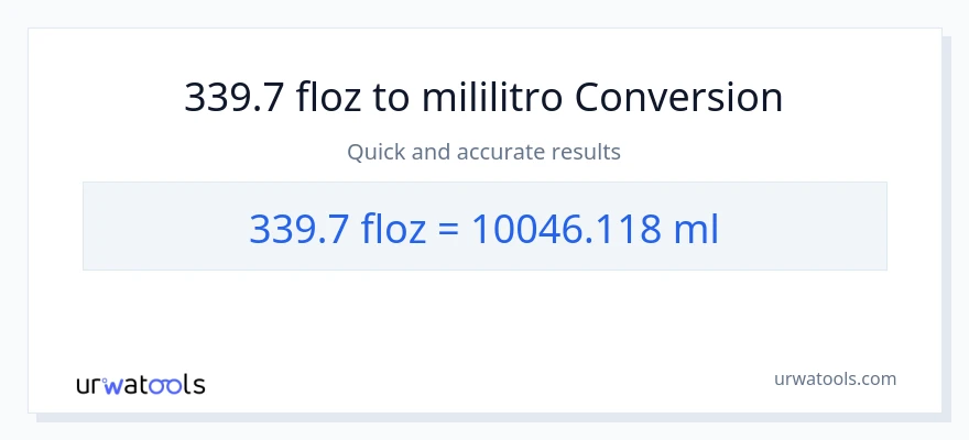 339.7 mga onsa ng likido patungong mga mililitro na conversion