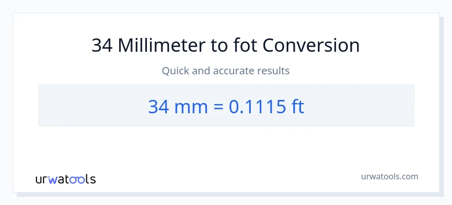 34 millimeter til Føtter konvertering