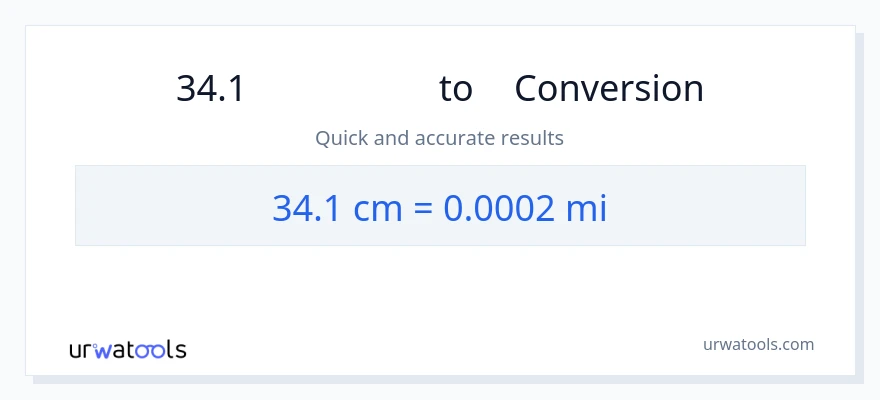 การแปลง 34.1 เซนติเมตร เป็น ไมล์