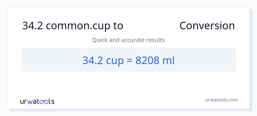 34.2 કપ થી મિલીલીટર રૂપાંતર