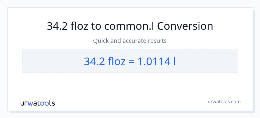 34.2 mga onsa ng likido patungong Liters na conversion