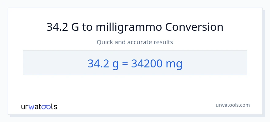 Conversione da 34.2 Grammi a milligrammi