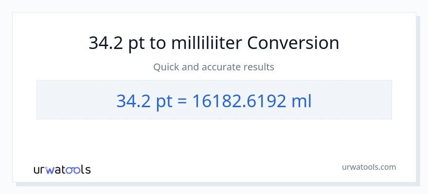 34.2 Pints konversioon milliliitrid-ks