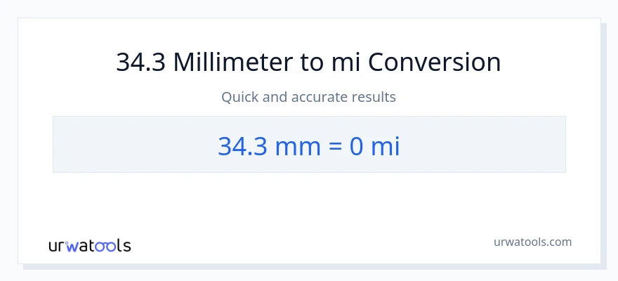 34.3 millimeter til miles konvertering