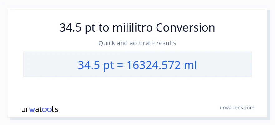 34.5 Pints patungong mga mililitro na conversion