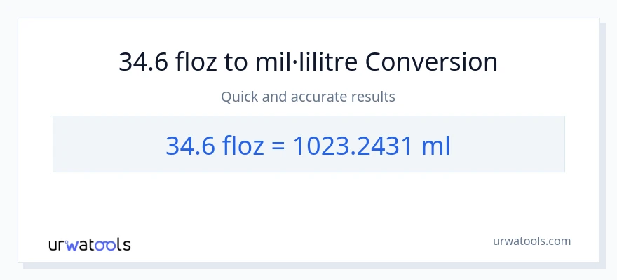 Conversió de 34.6 unces fluides a mil·lilitres