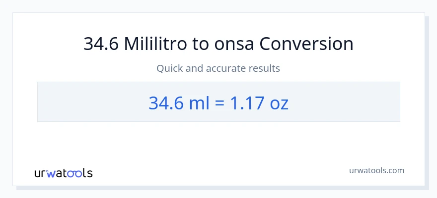 34.6 mga mililitro patungong Mga onsa na conversion