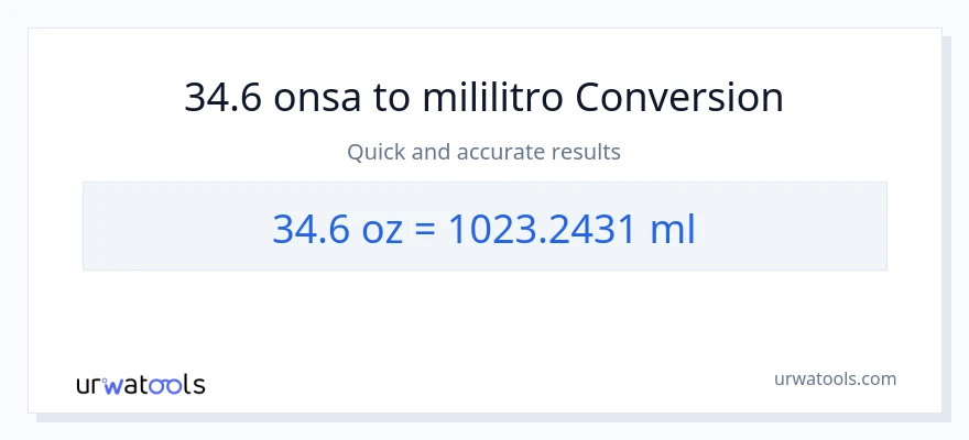 34.6 Mga onsa patungong mga mililitro na conversion