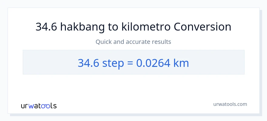 34.6 mga hakbang patungong Kilometro na conversion
