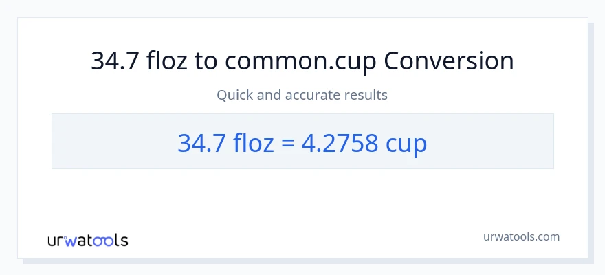 Conversió de 34.7 unces fluides a tasses