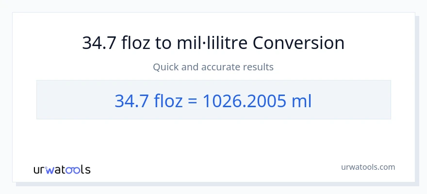 Conversió de 34.7 unces fluides a mil·lilitres