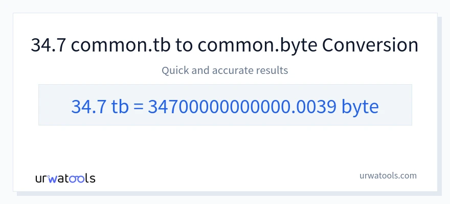 34.7 Terabytes 到 Bytes 轉換