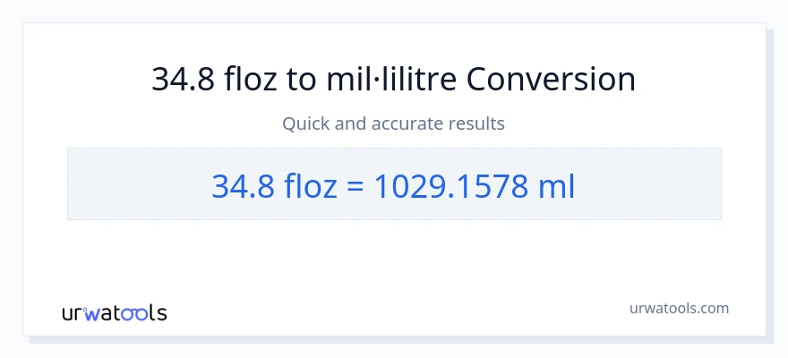 Conversió de 34.8 unces fluides a mil·lilitres