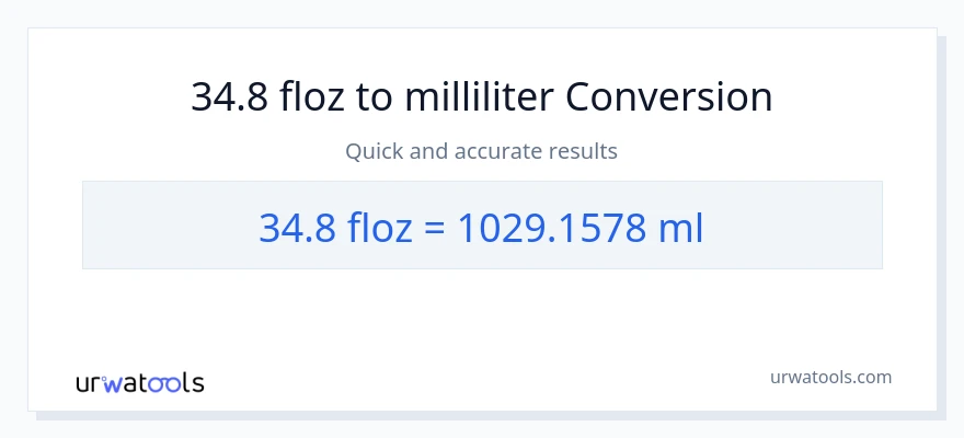 34.8 flydende ounces til milliliter konvertering