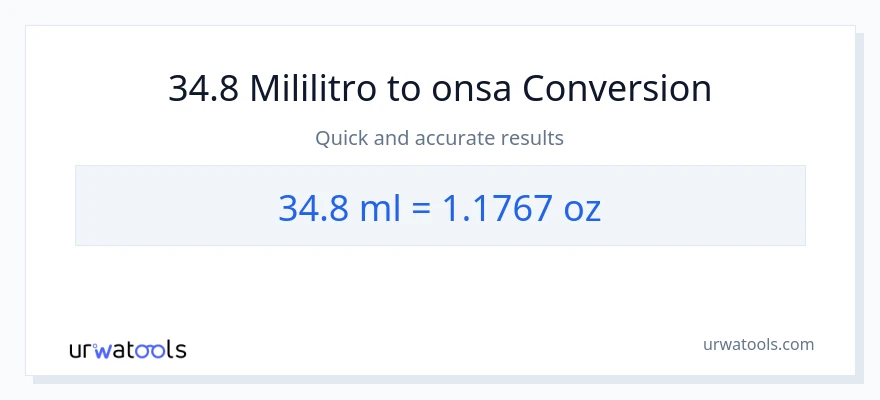 34.8 mga mililitro patungong Mga onsa na conversion