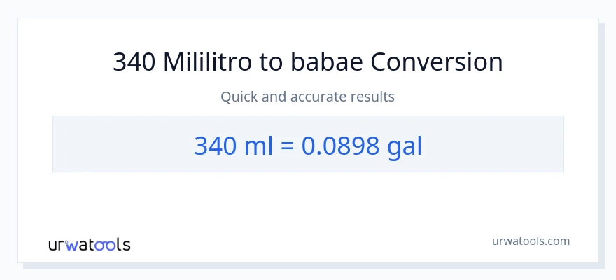 340 mga mililitro patungong Mga galon na conversion