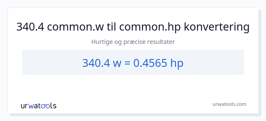 340.4 watt til hestekræfter konvertering