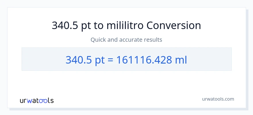 340.5 Pints patungong mga mililitro na conversion