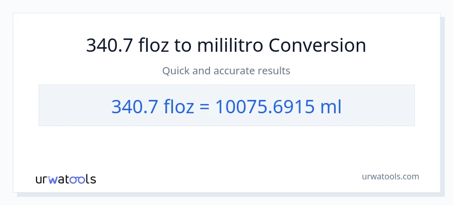 340.7 mga onsa ng likido patungong mga mililitro na conversion