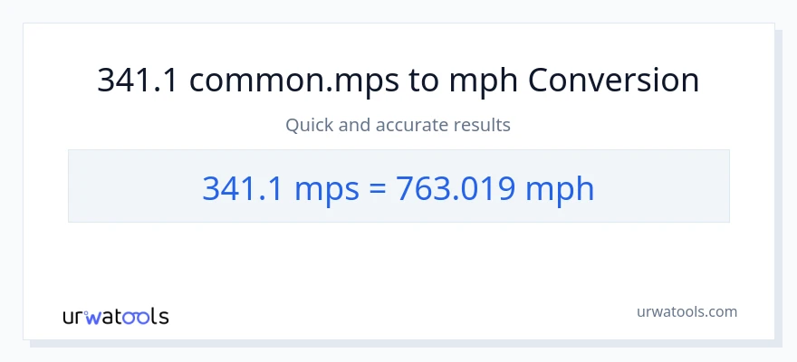 341.1 Meters Per Second patungong milya kada oras na conversion
