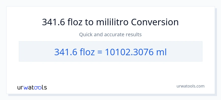 341.6 mga onsa ng likido patungong mga mililitro na conversion
