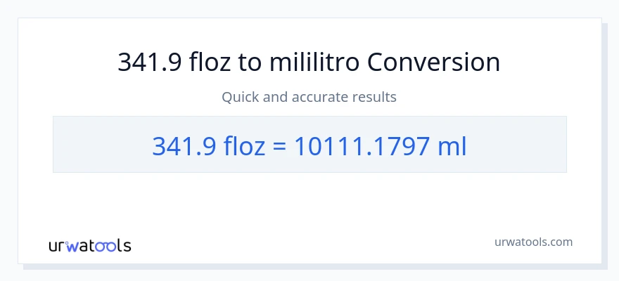 341.9 mga onsa ng likido patungong mga mililitro na conversion