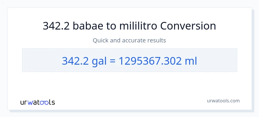 342.2 Mga galon patungong mga mililitro na conversion