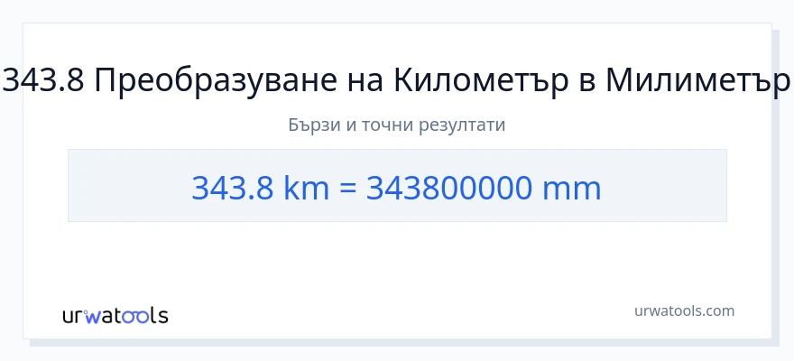 343.8 конверсия от километри до милиметри