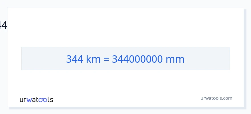 344 கிலோமீட்டர்கள் இலிருந்து மில்லிமீட்டர்கள் வரை மாற்றம்