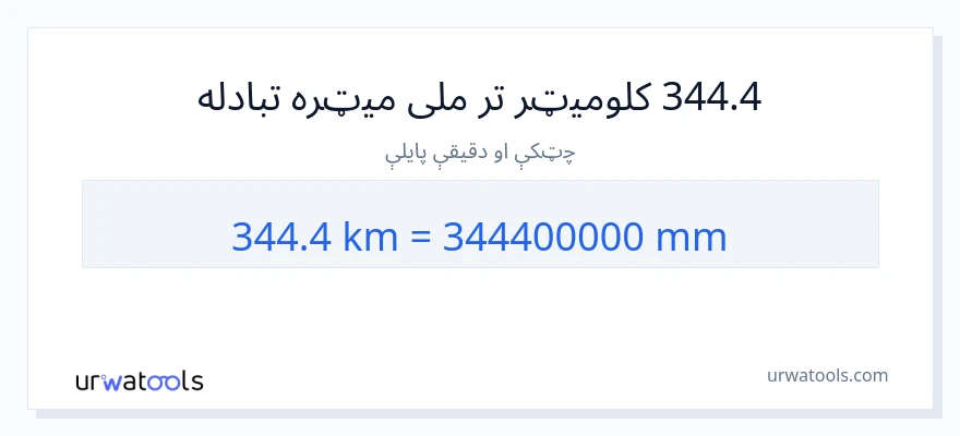 344.4 کیلومتره ته ملی متره بدلون