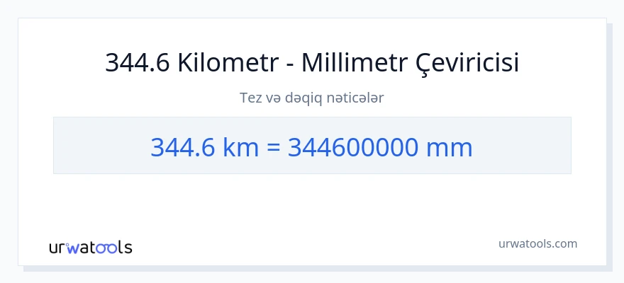 344.6 kilometr-dən millimetr-ə çevrilmə