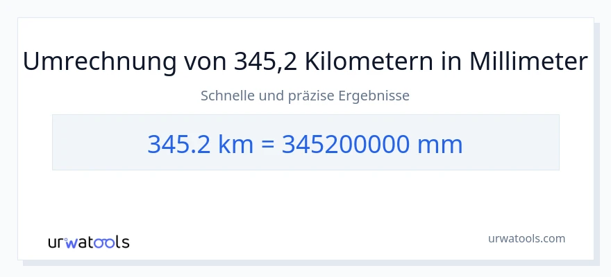 345.2 Kilometer zu Millimeter Umwandlung