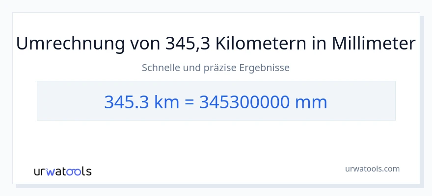 345.3 Kilometer zu Millimeter Umwandlung