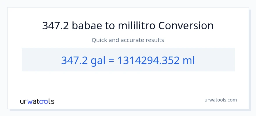347.2 Mga galon patungong mga mililitro na conversion