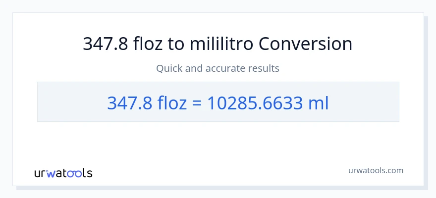 347.8 mga onsa ng likido patungong mga mililitro na conversion
