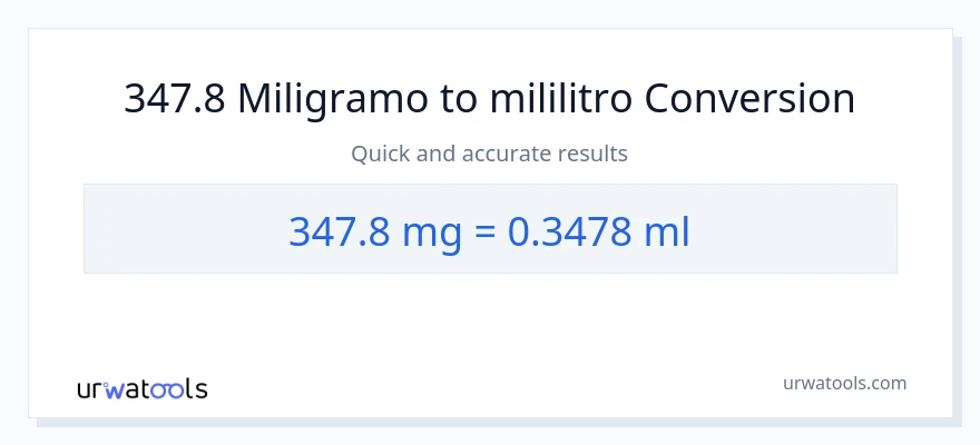 347.8 miligramo patungong mga mililitro na conversion
