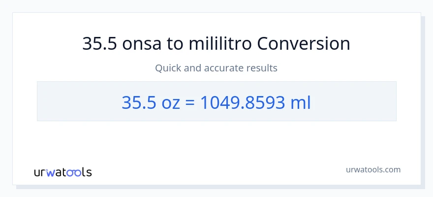 35.5 Mga onsa patungong mga mililitro na conversion
