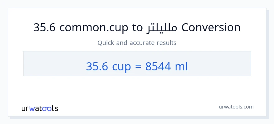التحويل من 35.6 أكواب إلى ملليلتر
