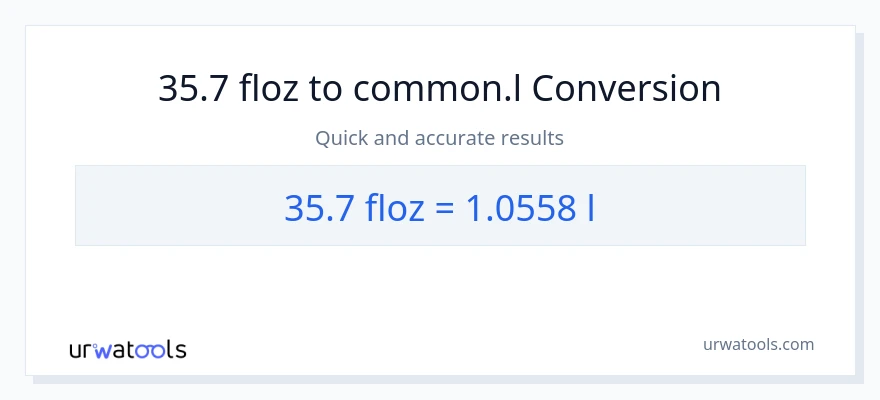 Conversió de 35.7 unces fluides a Liters