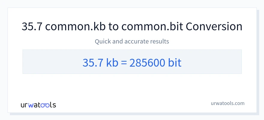 35.7 Kilobytes 到 Bits 轉換