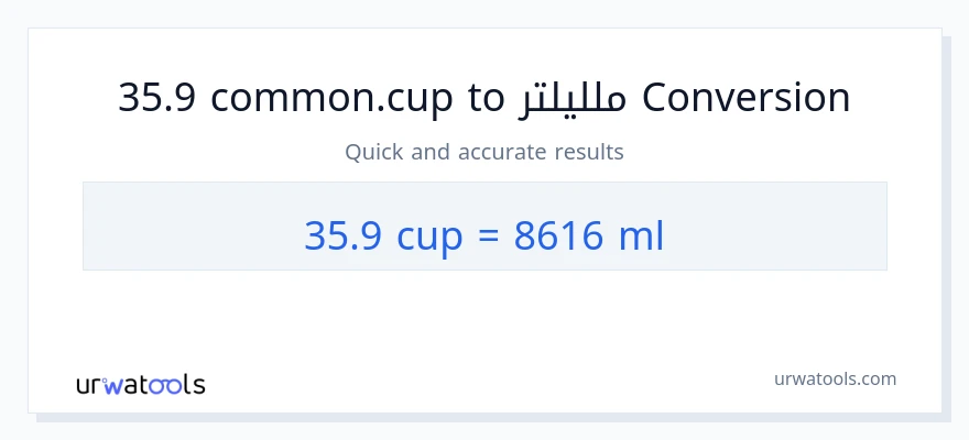 التحويل من 35.9 أكواب إلى ملليلتر