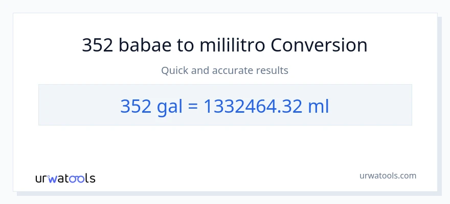 352 Mga galon patungong mga mililitro na conversion
